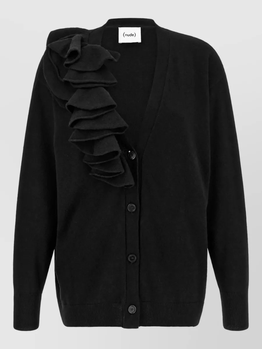 Nude ruffle cardigan