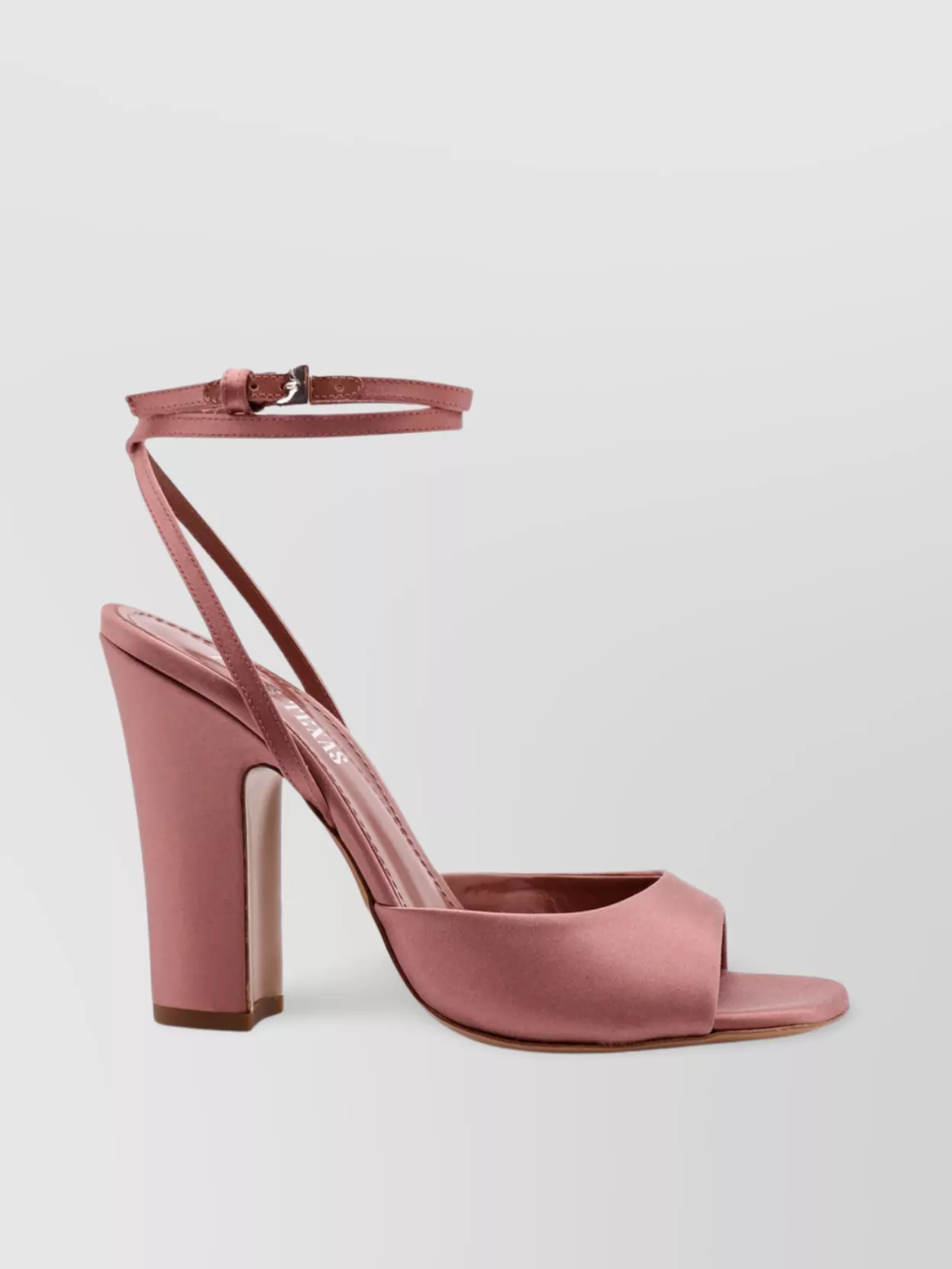 Paris Texas Satin Covered Heel Sandals With Squared Toe In Pink