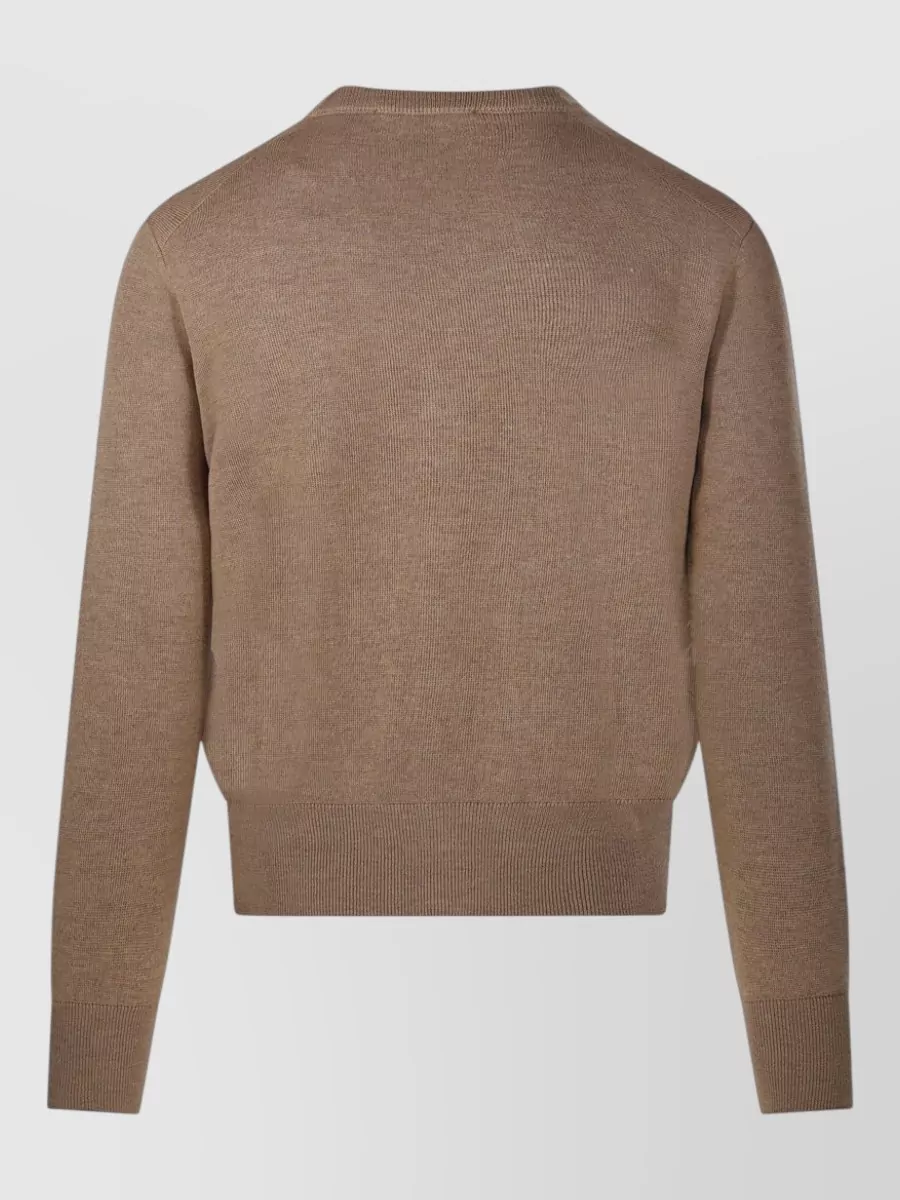 Ami Paris Wool Round Neck Cardigan