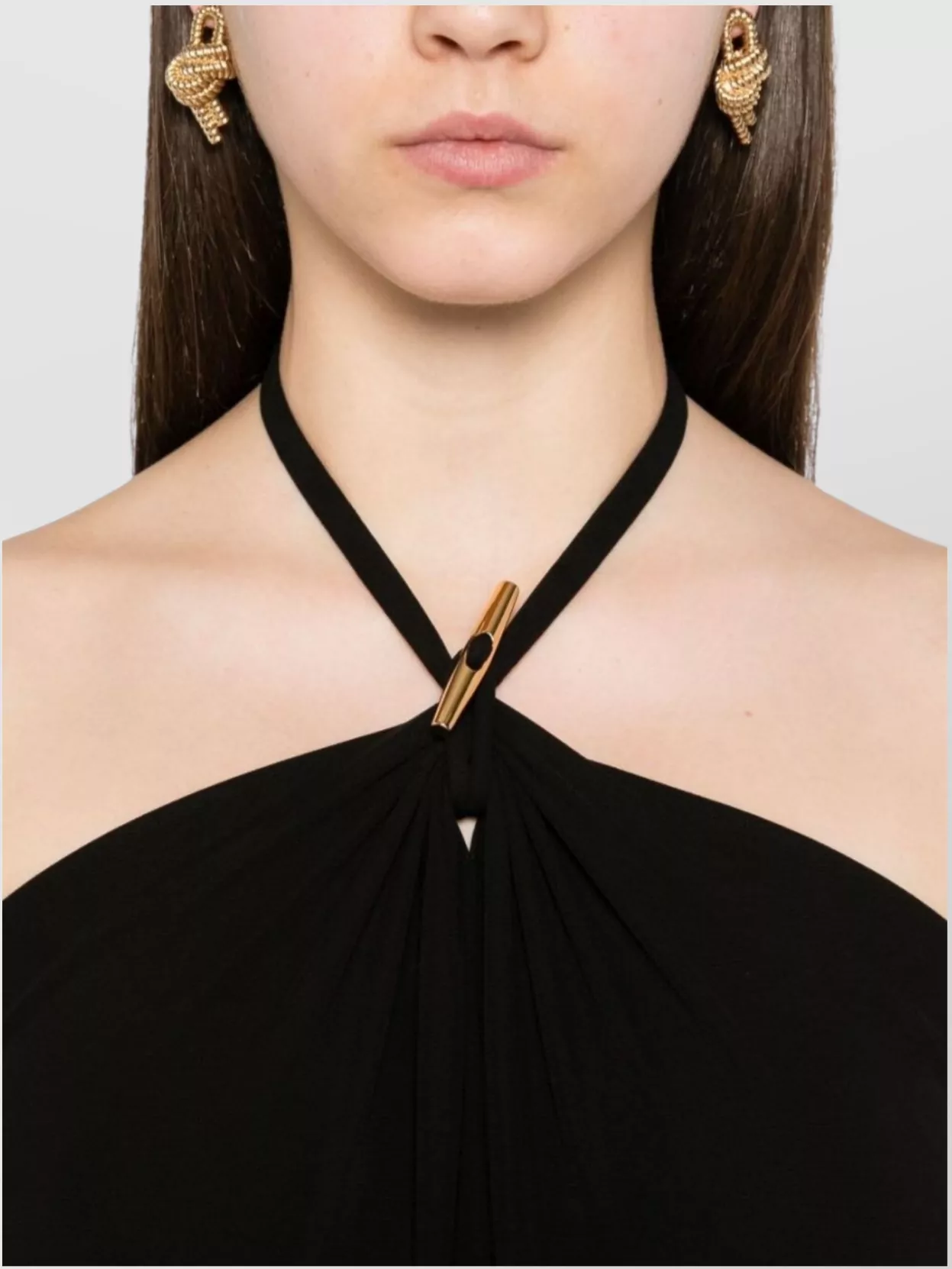 Moschino Tie Back Halter Neck Maxi Dress In Black