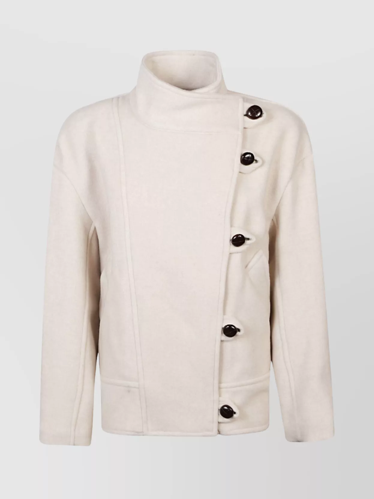 Isabel Marant Short Wool Coat High Collar In Animal Print