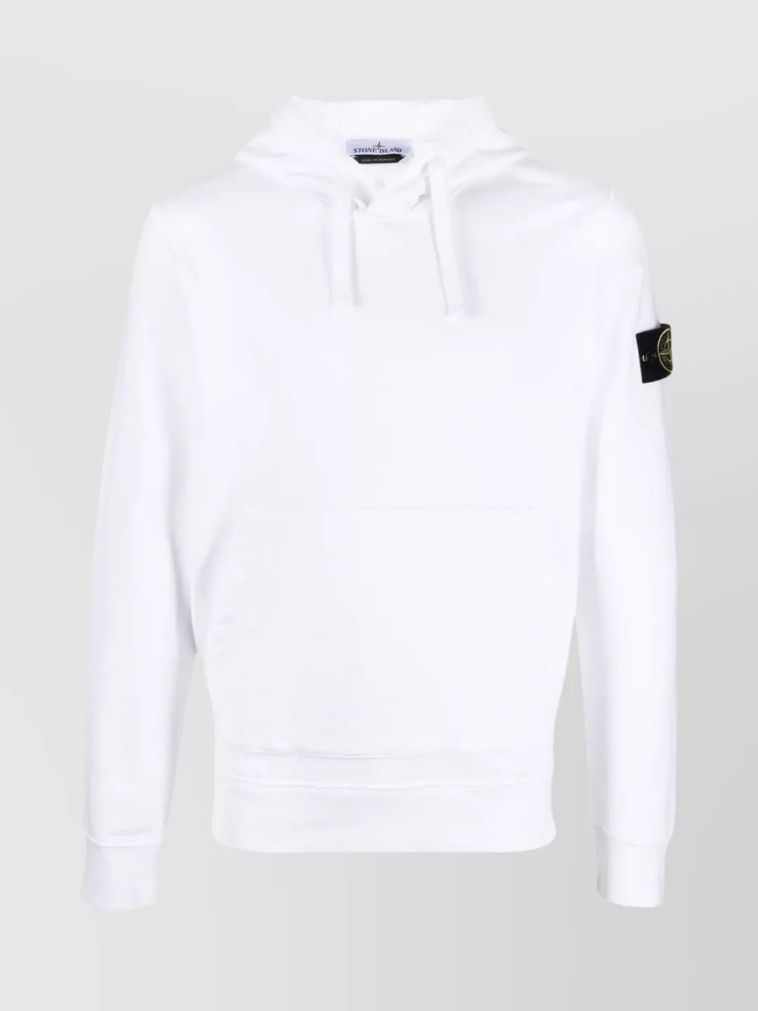 Shop Stone Island Drawstring Hooded Sweater With Ribbed Cuffs In White