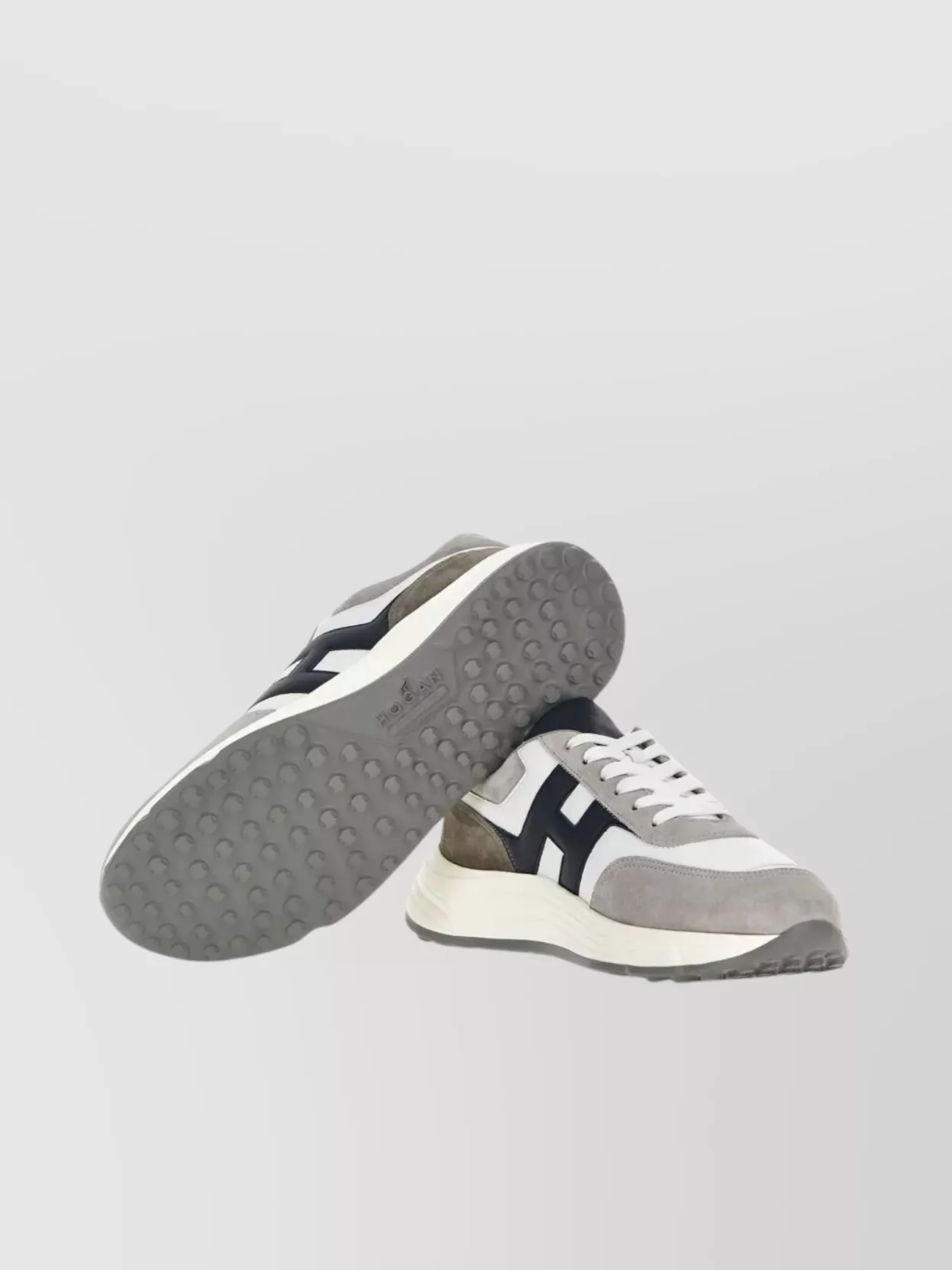 Hogan Round Toe Rubber Sole Panelled Design Sneakers