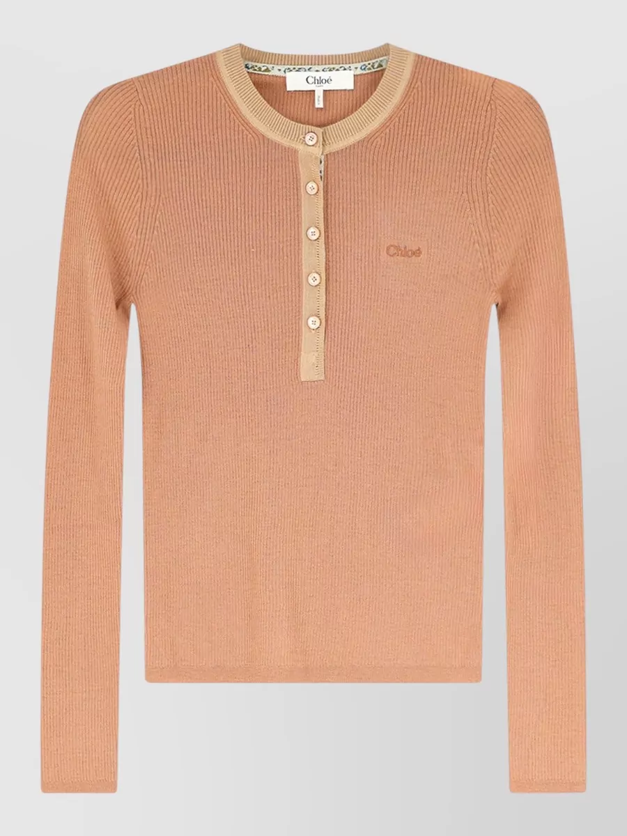 Chloé ribbed merino wool slim-fit henley jumper