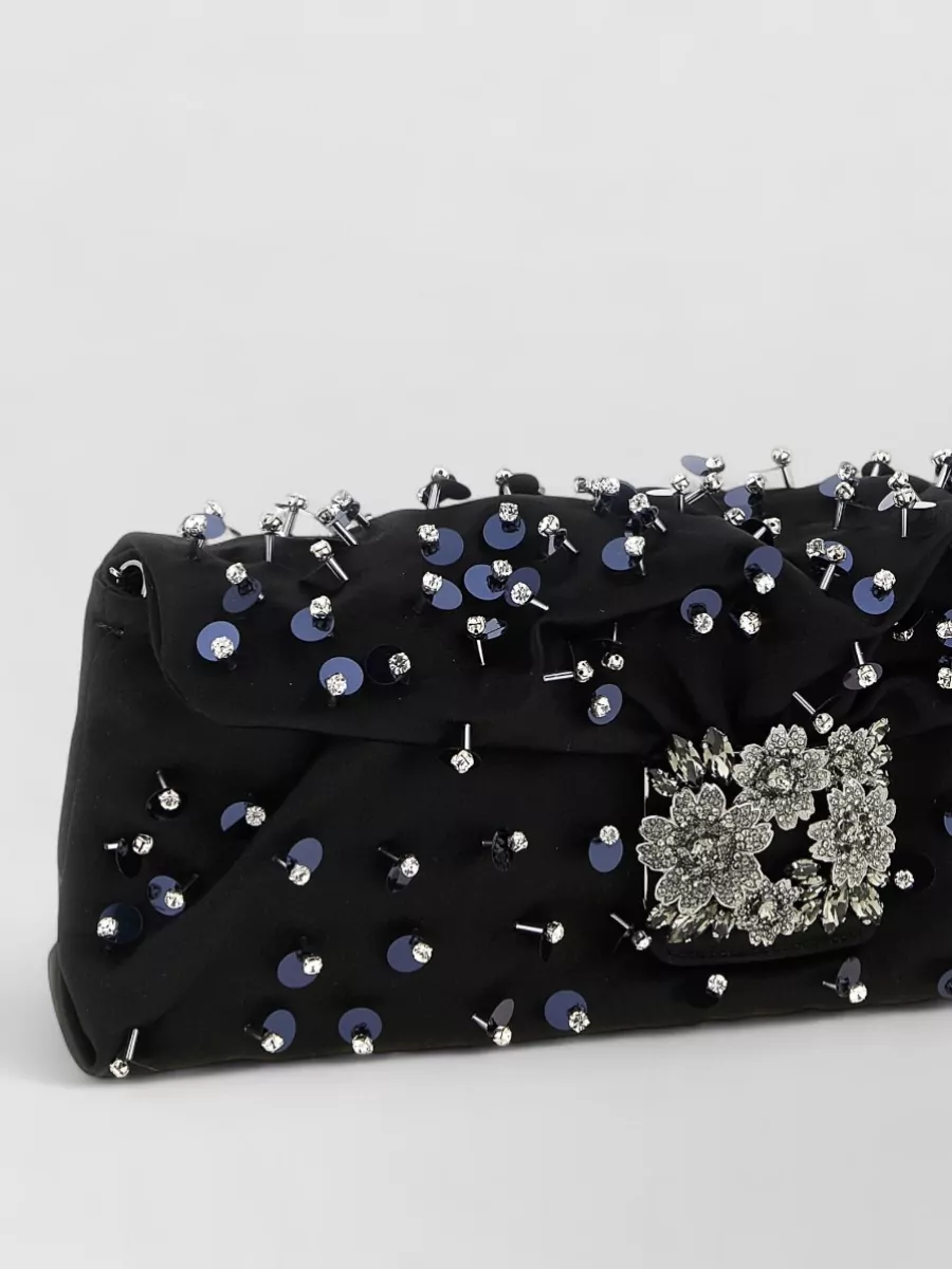 Roger Vivier Silk Satin Crystal-Embellished Clutch Bag