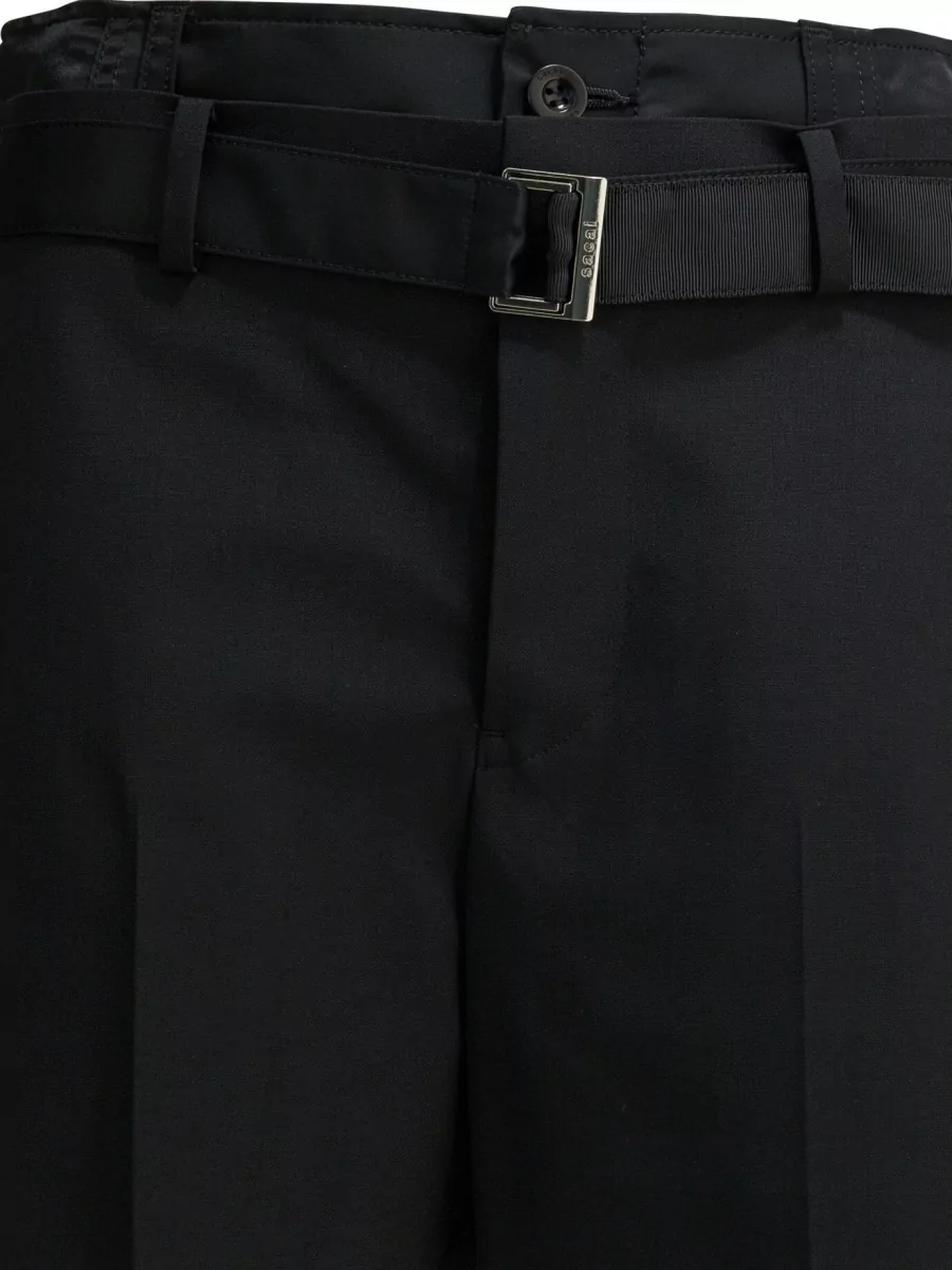 Sacai Pleated Tailored Shorts Side And Back Pockets