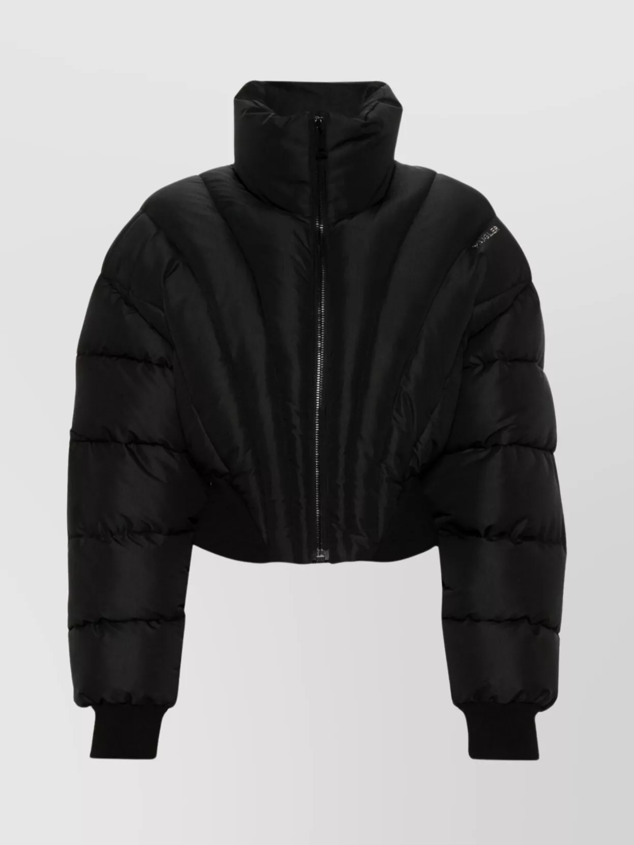 Shop Mugler Cropped Padded Quilted Jacket In Black