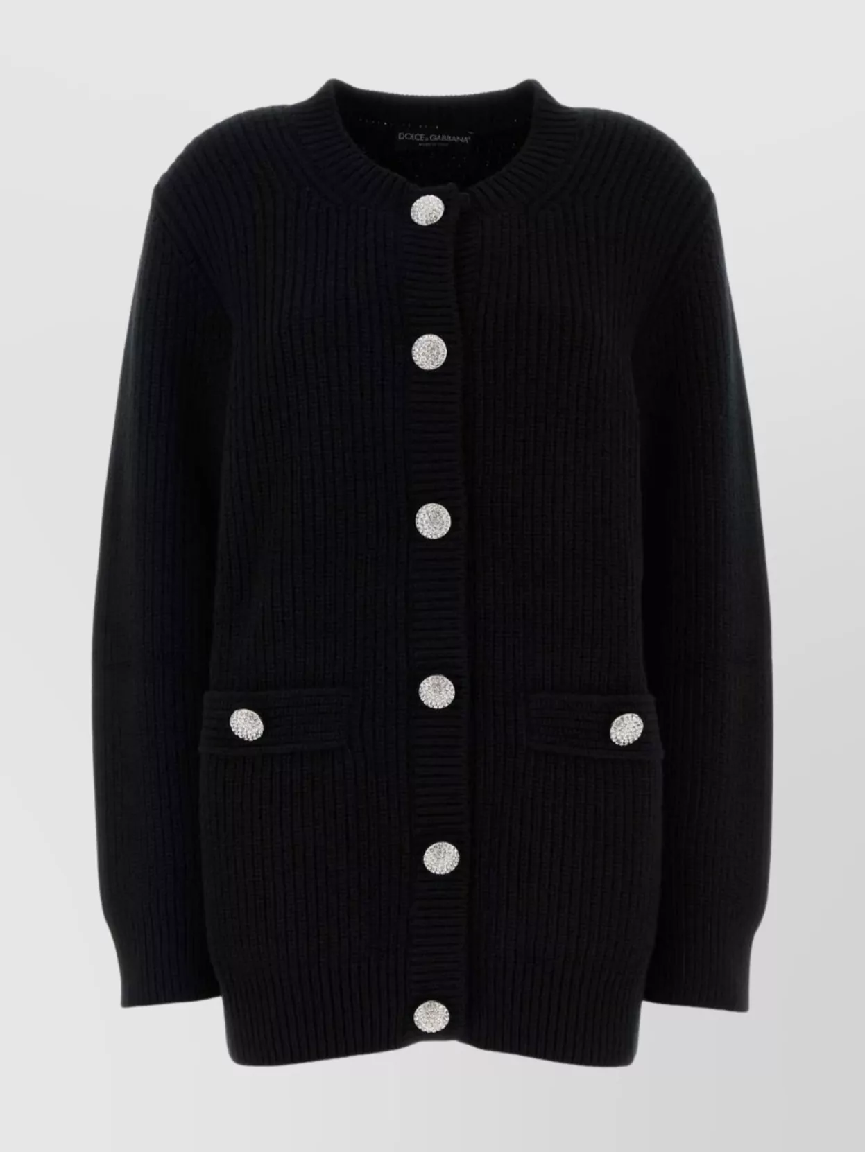 Dolce & Gabbana Oversized Cardigan Featuring Ribbed Texture In Black