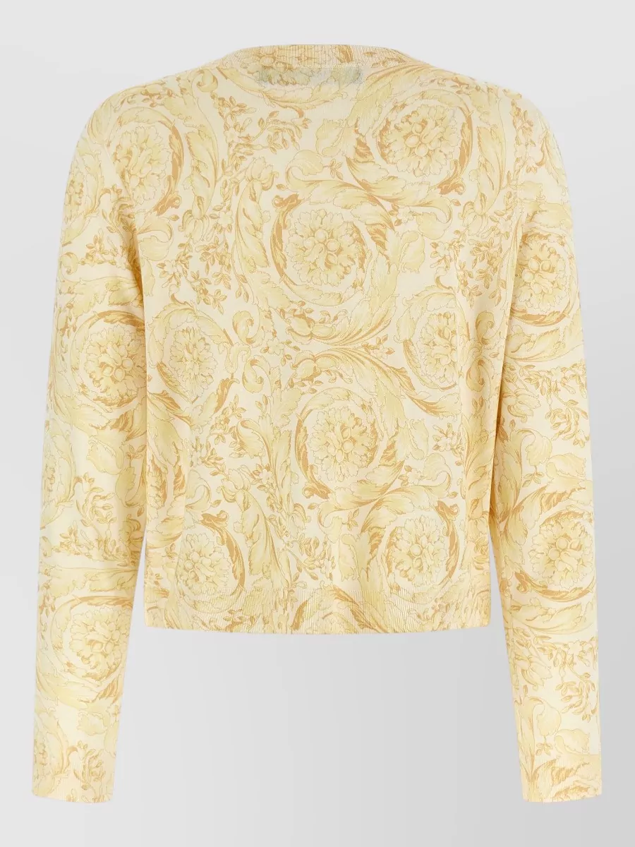 Versace Silk Printed Crew-Neck Long-Sleeve Cardigan