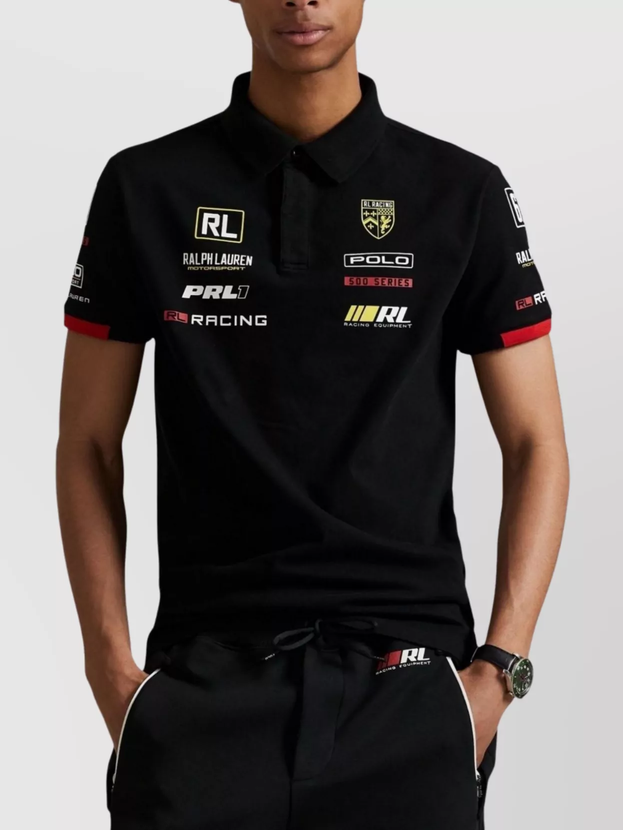 Ralph Lauren Motorsport-Inspired Cotton Polo Shirt With Embroidered Sleeve Graphics