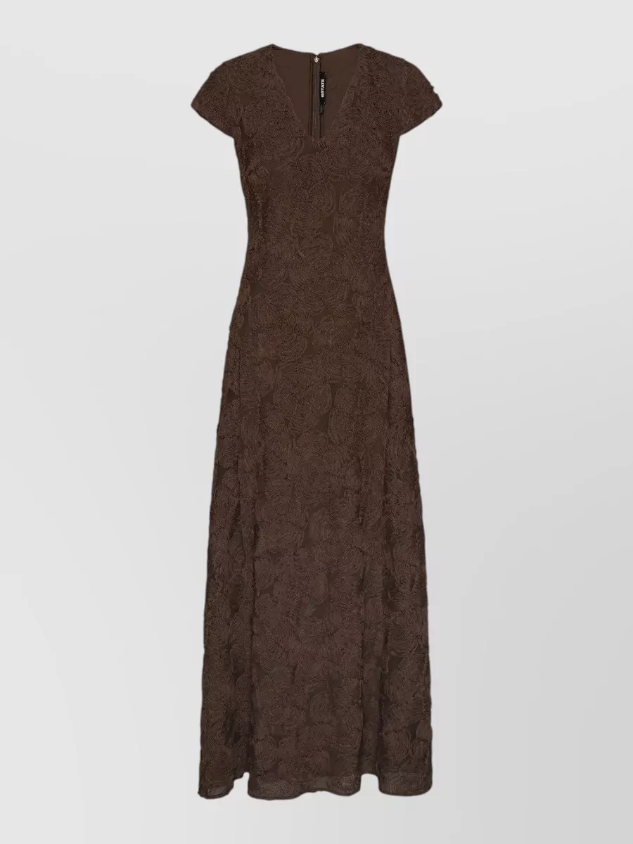 Rotate floral mesh v-neck maxi dress