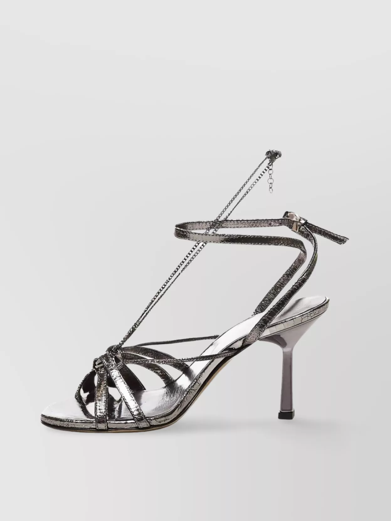 GOLDEN GOOSE NICO GREY BUCKLE ANKLE SANDALS