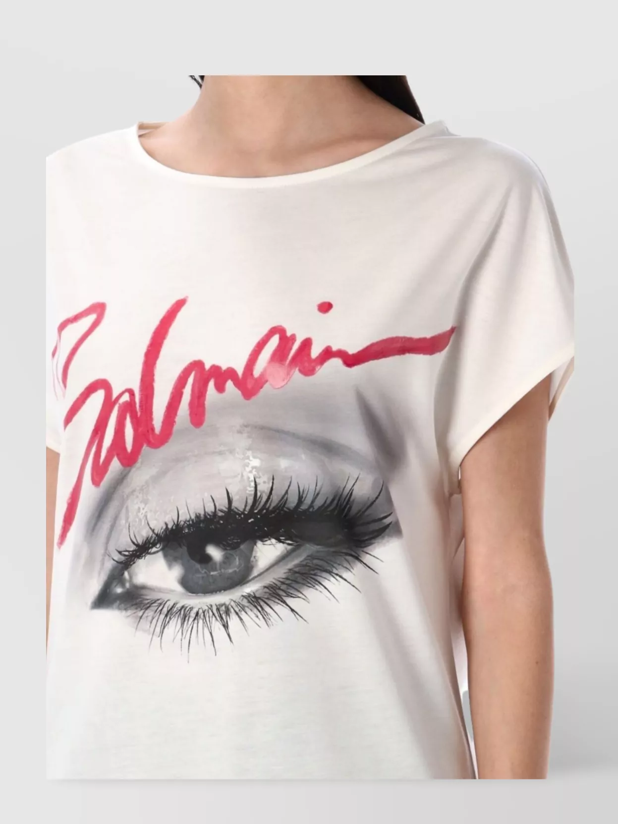 Shop Balmain Oversized Eye Logo T-shirt