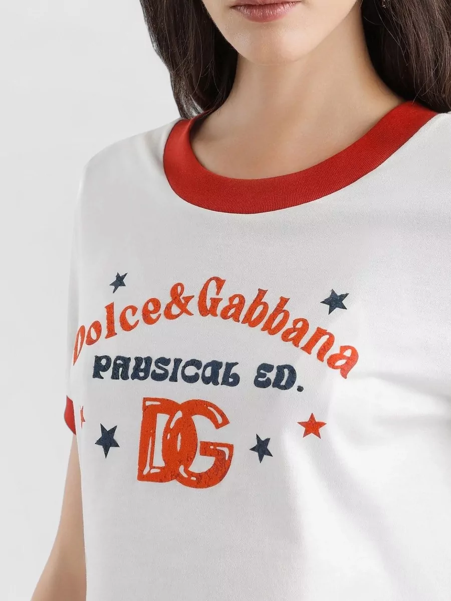 Dolce&Gabbana Ribbed Trim Printed Jersey T-Shirt