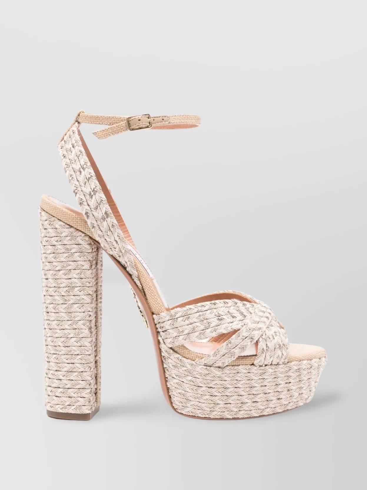 Aquazzura Heel Sandals With Braided Design And Platform Sole