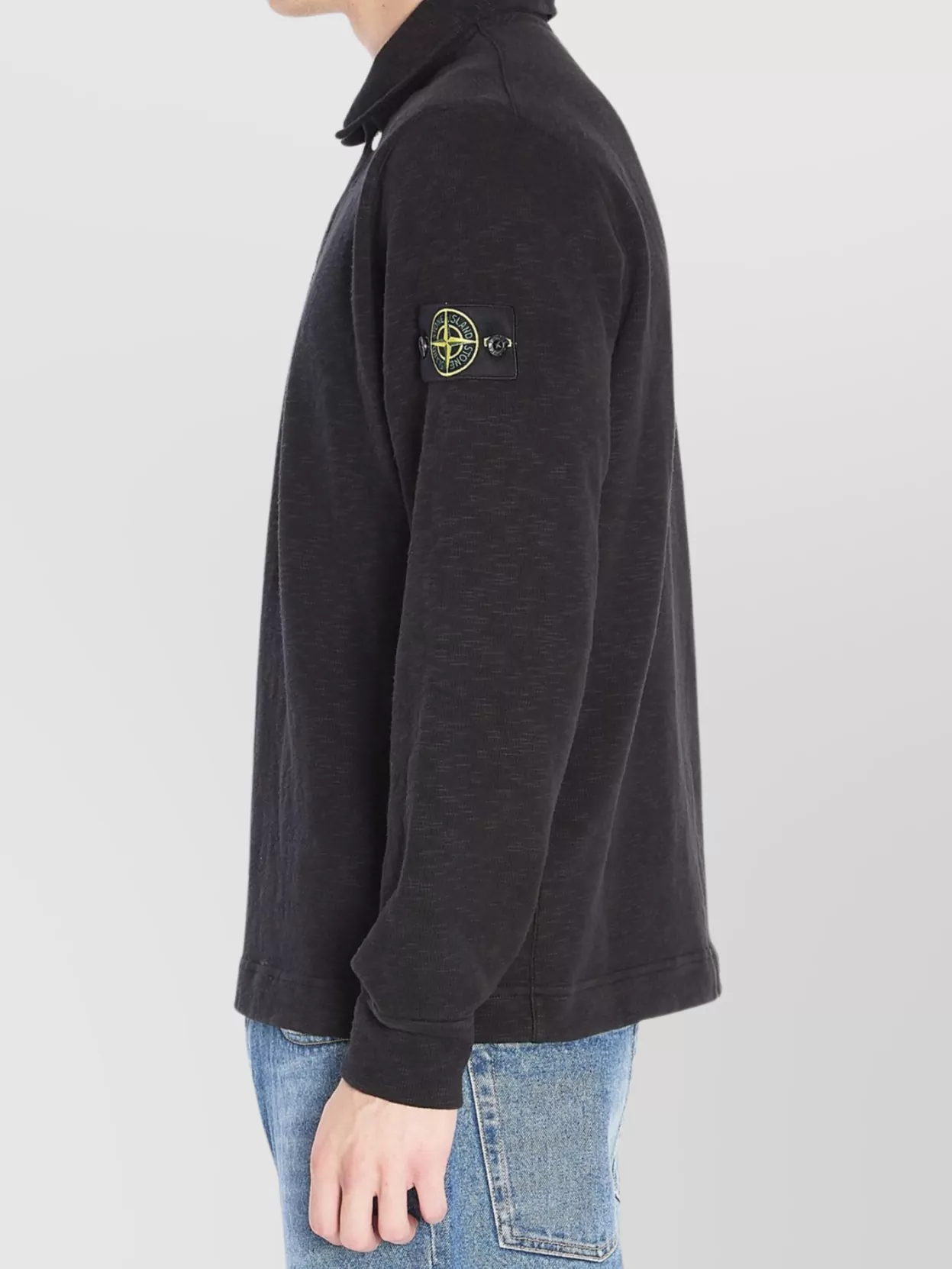 Stone Island Long-Sleeve Polo Shirt With Ribbed Trims