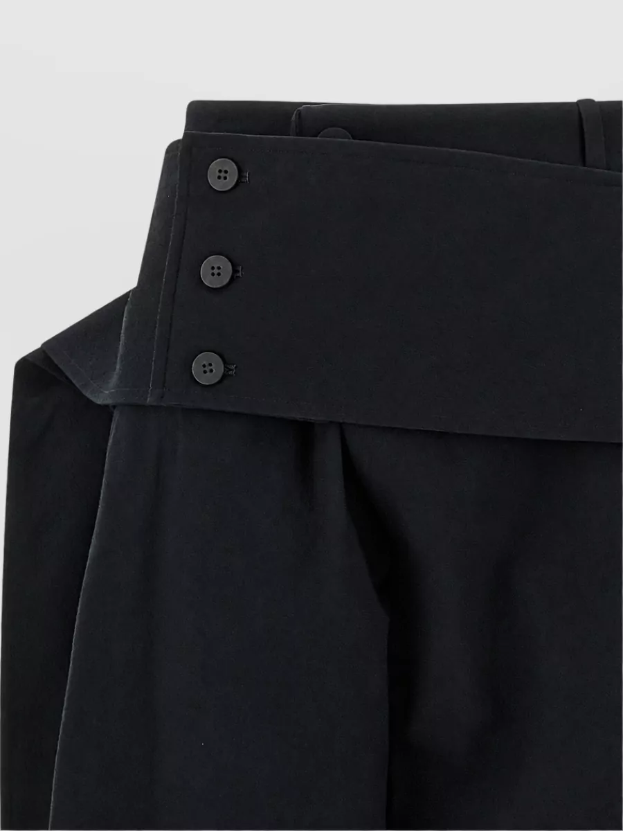 Issey Miyake Jacquard Asymmetric Draped Cropped Wide-Leg Trousers