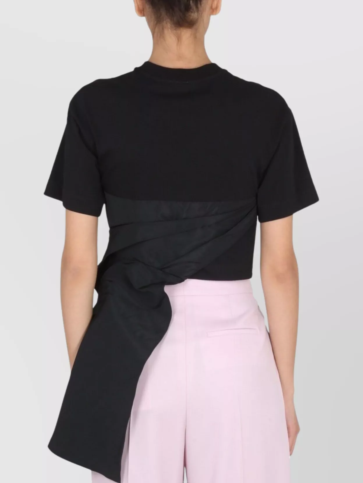 Alexander Mcqueen Draped Asymmetric Contrast Fabric T-Shirt