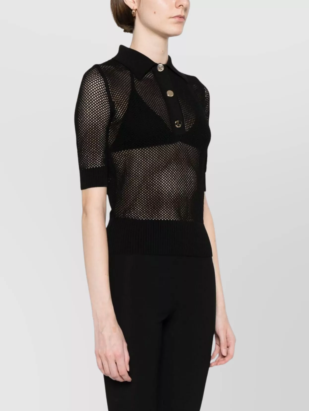 Sportmax Knitwear Crewneck With Button Detailing And Mesh Design