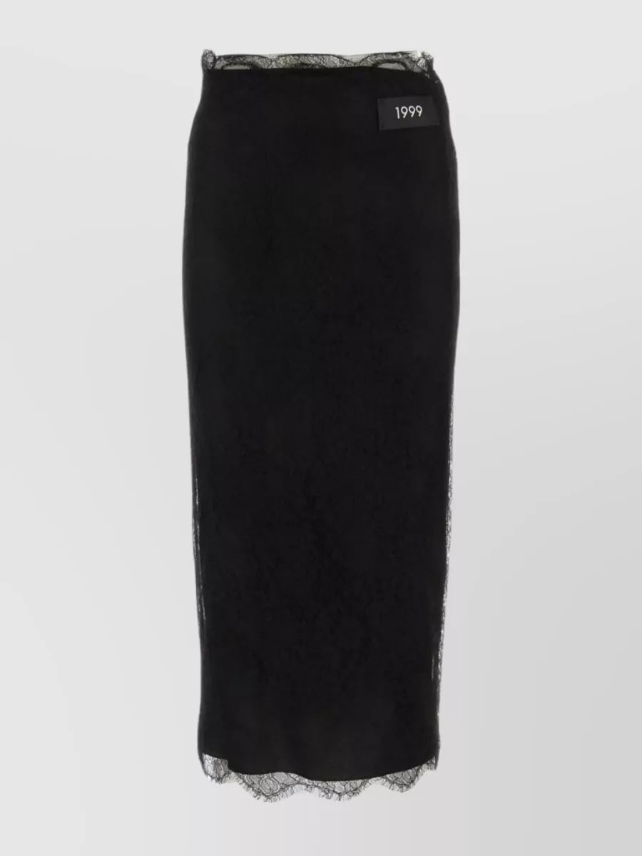 Shop Dolce & Gabbana Waist Lace Overlay Skirt In Black
