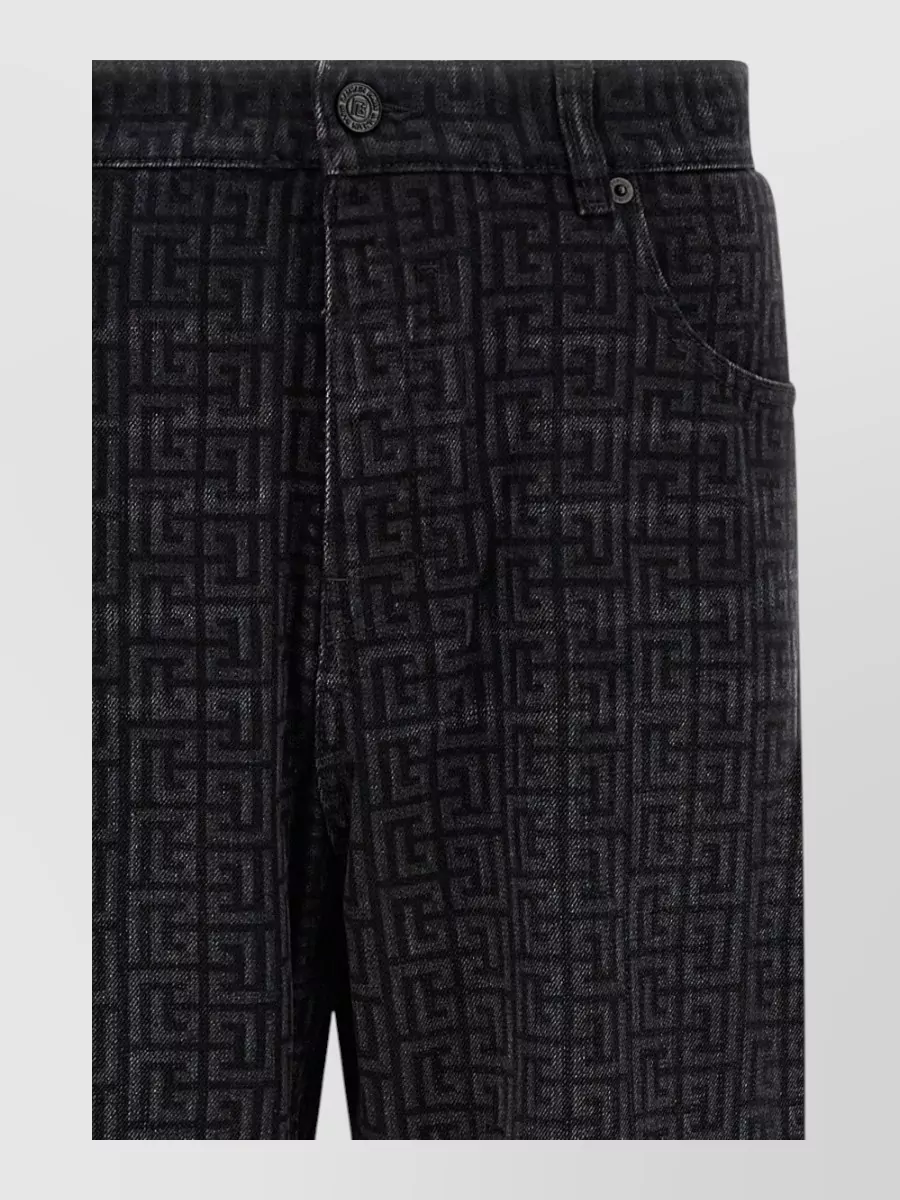 Balmain monogram denim straight leg jeans
