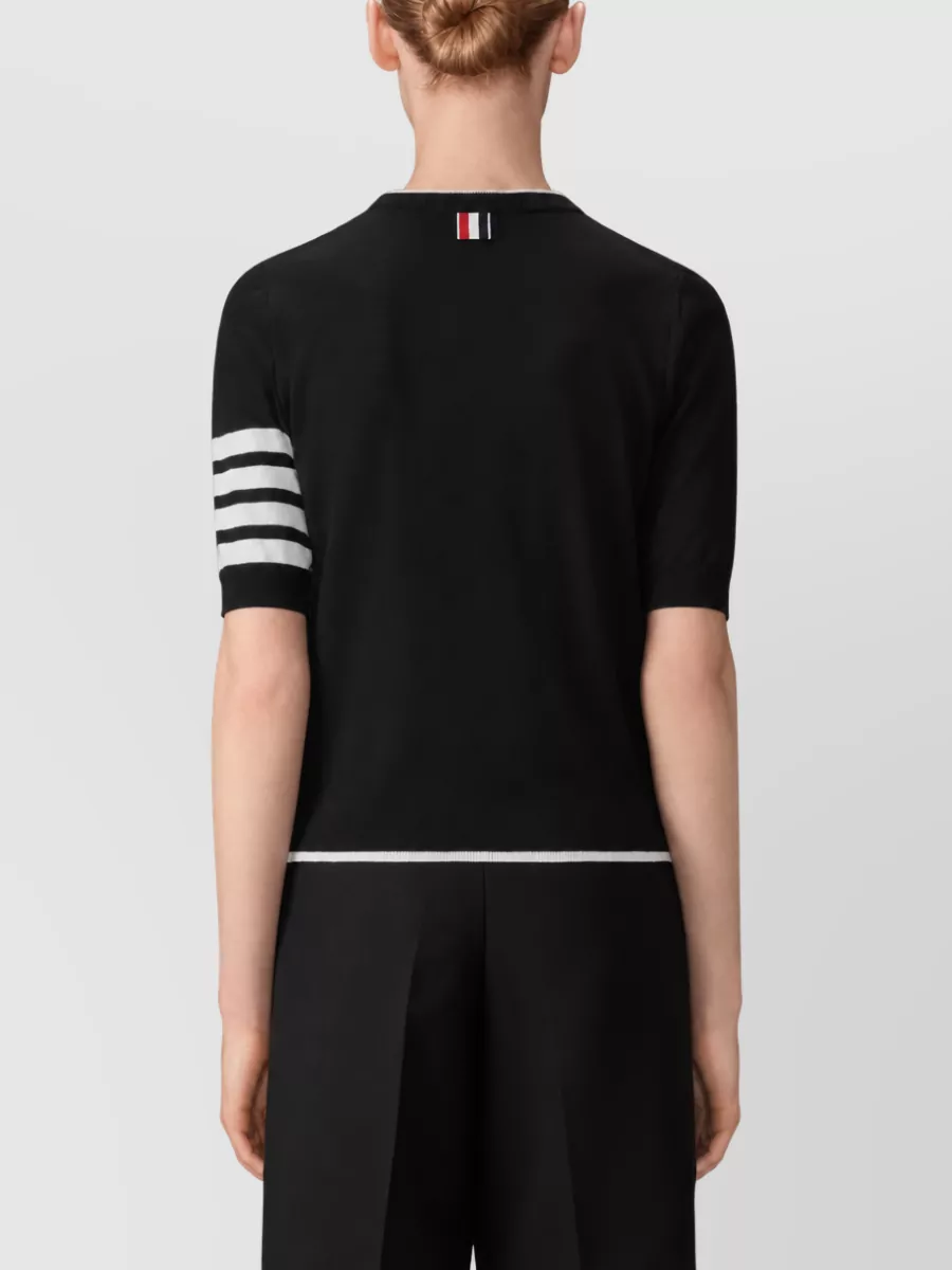 Thom Browne Merino Wool Relaxed-Fit Ribbed Short-Sleeve Crew-Neck Sweater