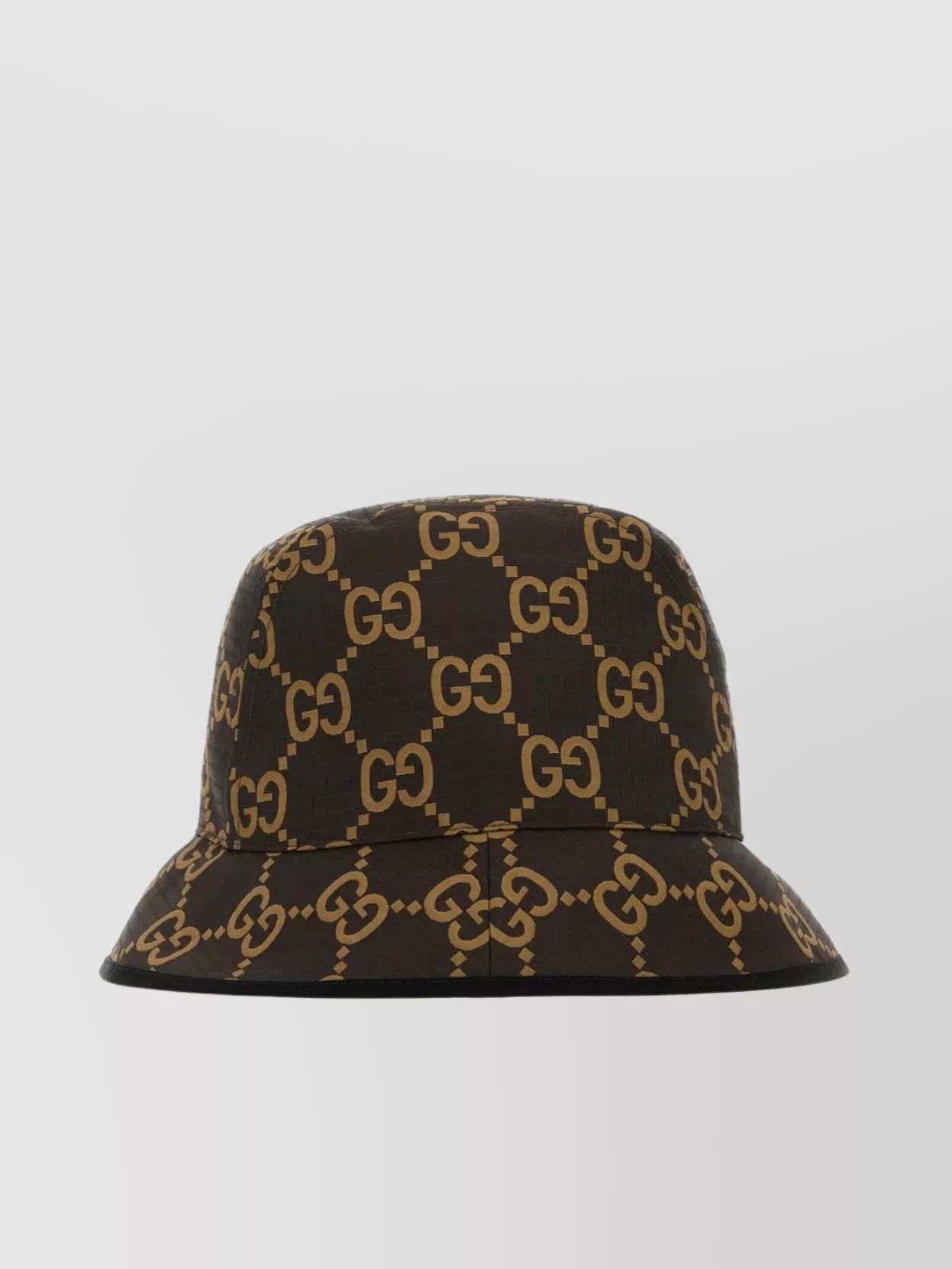 Shop Gucci Wide Brim Patterned Fabric Hat In Black