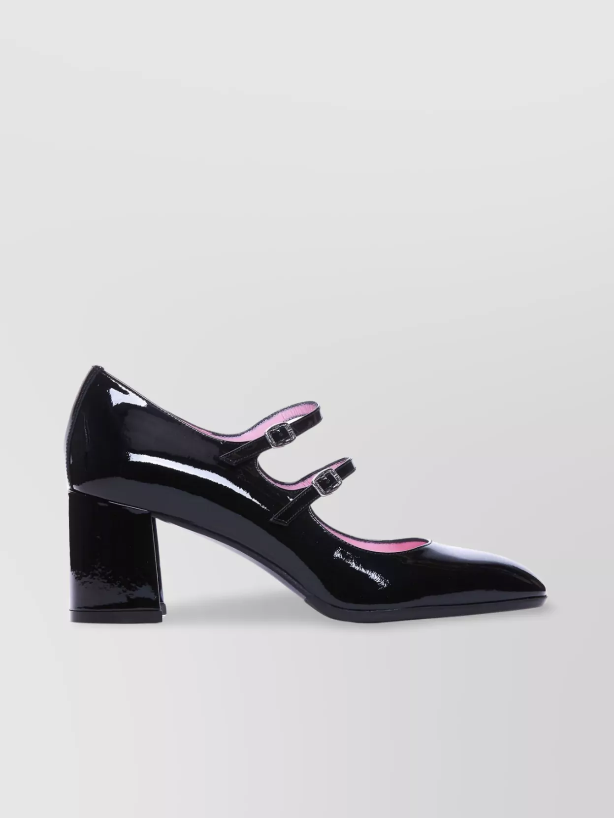 Carel Double Strap Round Toe Block Heel Pump