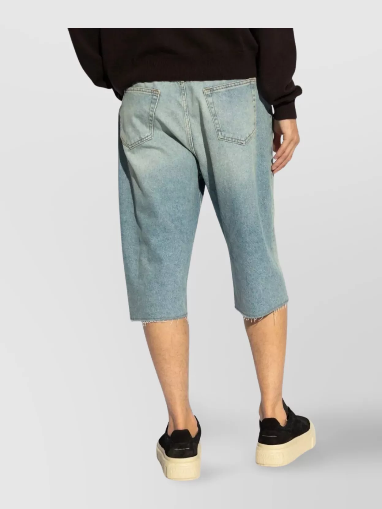 Mm6 Maison Margiela Denim Shorts With Frayed Hem And Belt Loops