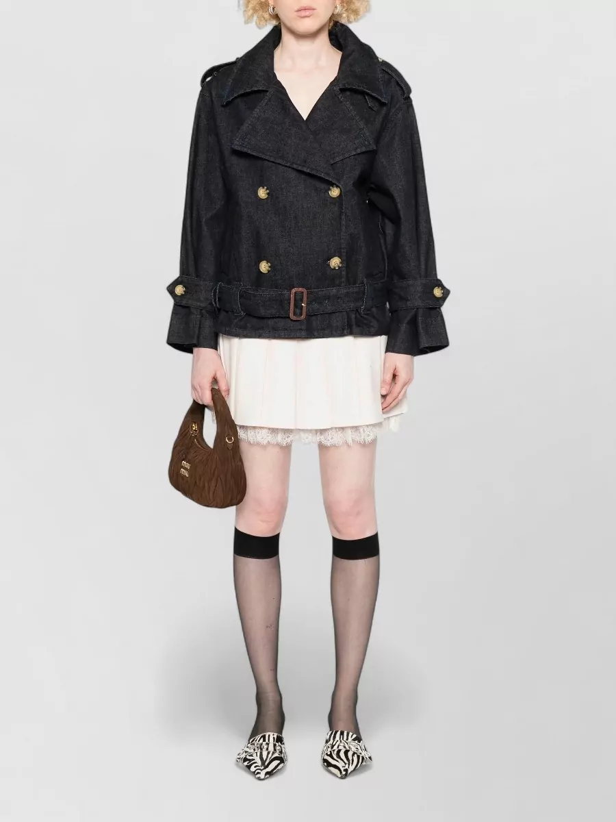 Self-Portrait Denim Oversized Belted Trench Jacket