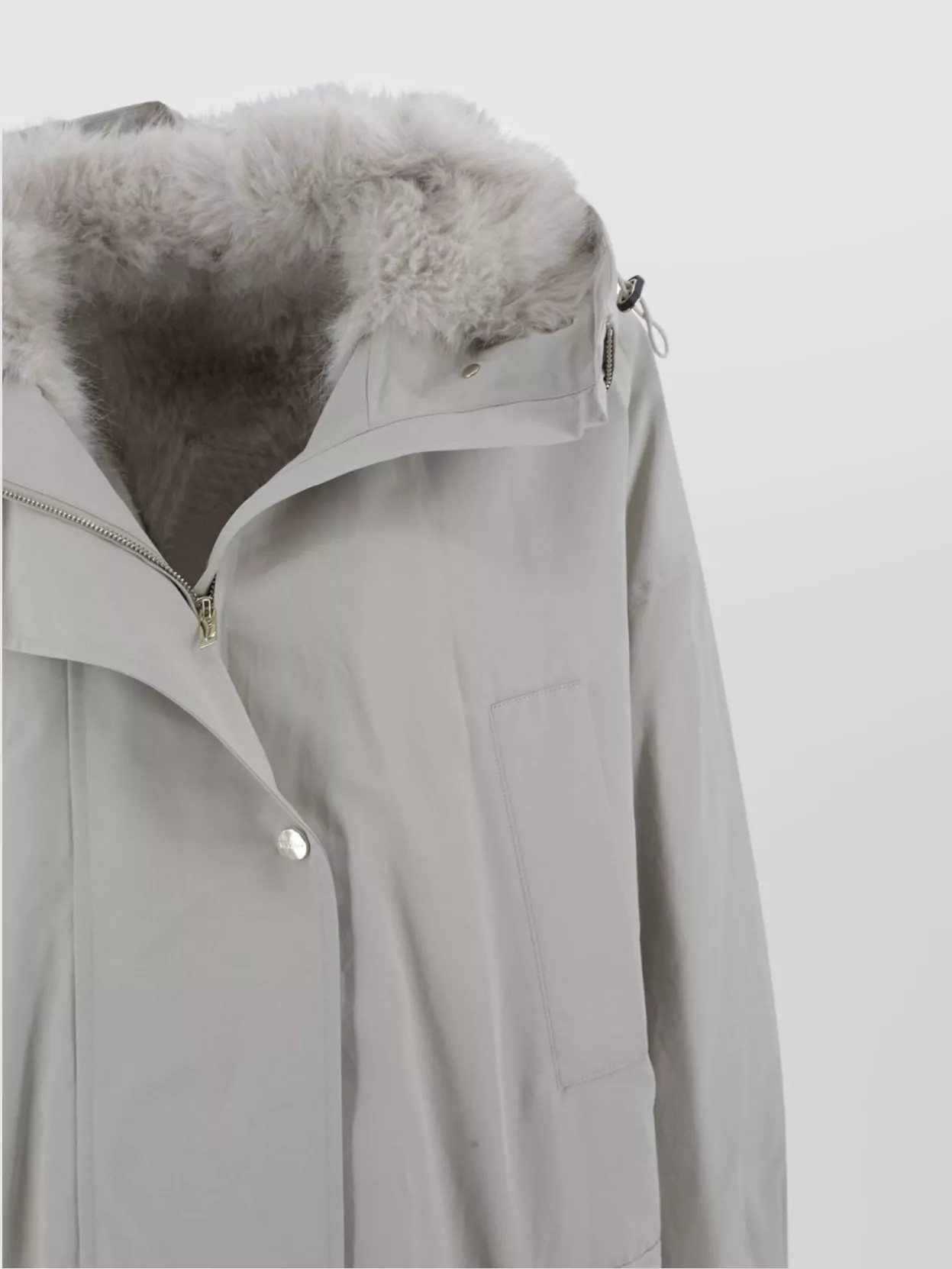 S Max Mara Eco Fur Oversized Parka Hood