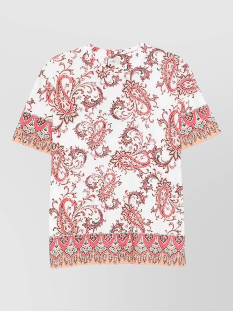 Etro cotton paisley trim short-sleeve t-shirt