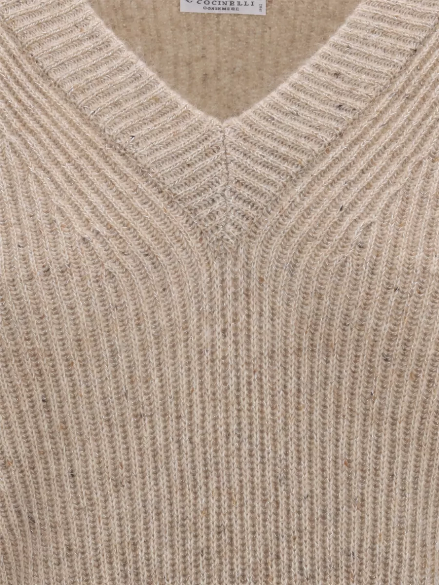 Brunello Cucinelli Cashmere Mohair V-Neck Cropped Sweater