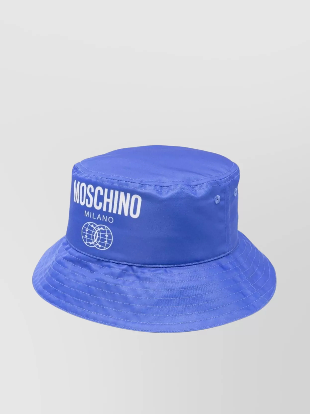 Shop Moschino Stitched Logo Bucket Hat In Blue