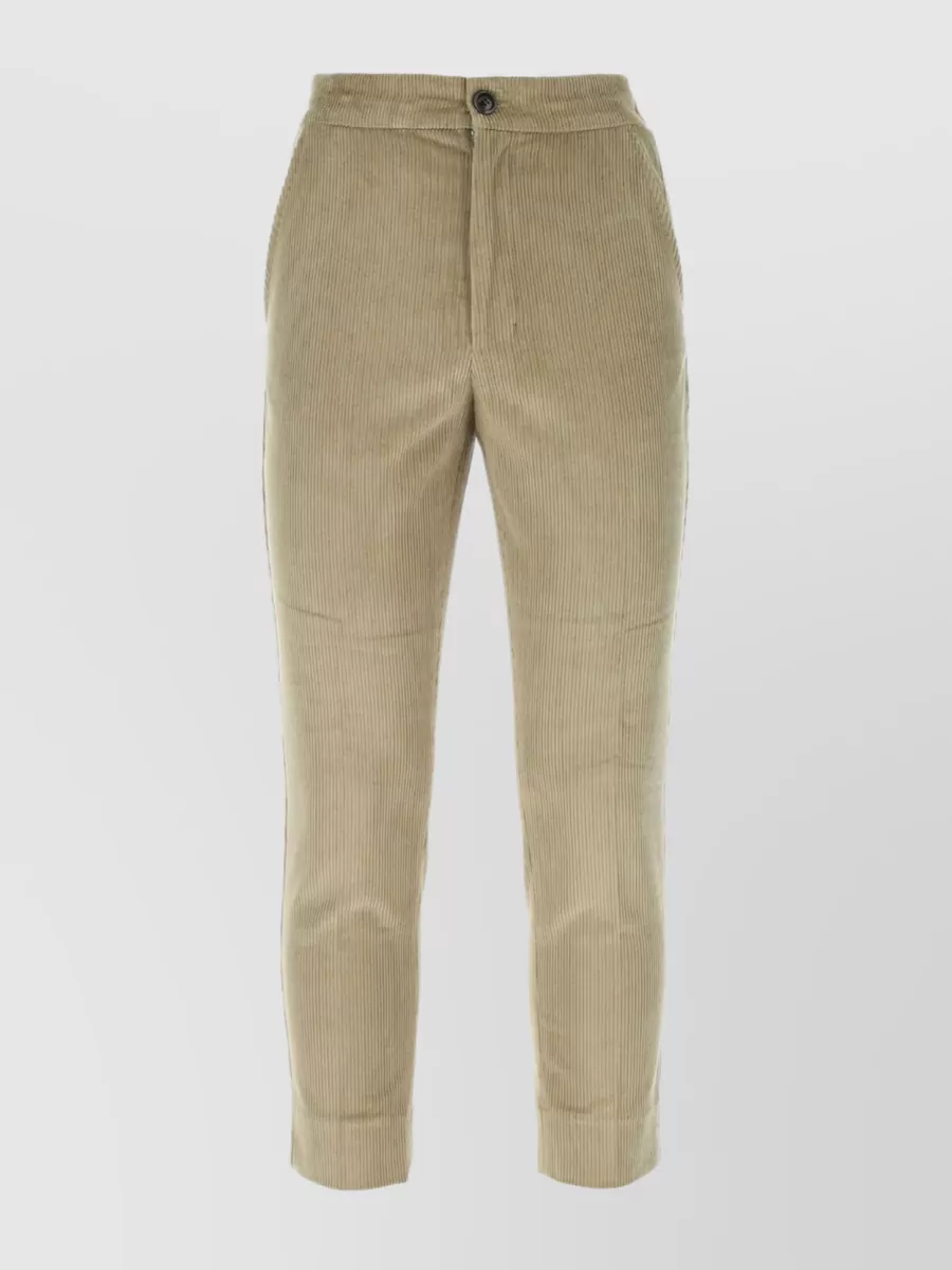 Shop Ami Alexandre Mattiussi Corduroy Pant With Elastic Waist And Cuffed Hem In Brown