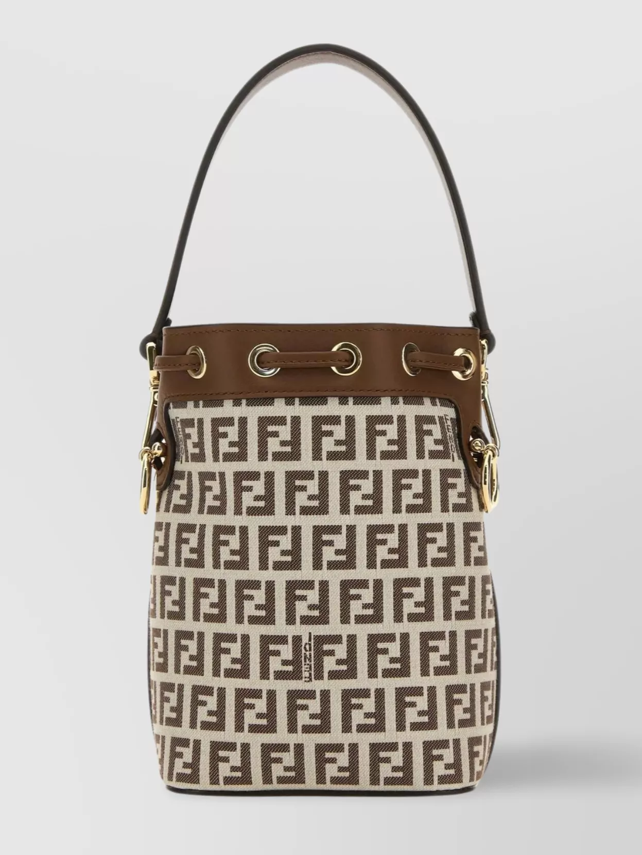 Shop Fendi Embroidered Fabric And Leather Mini Bucket Bag