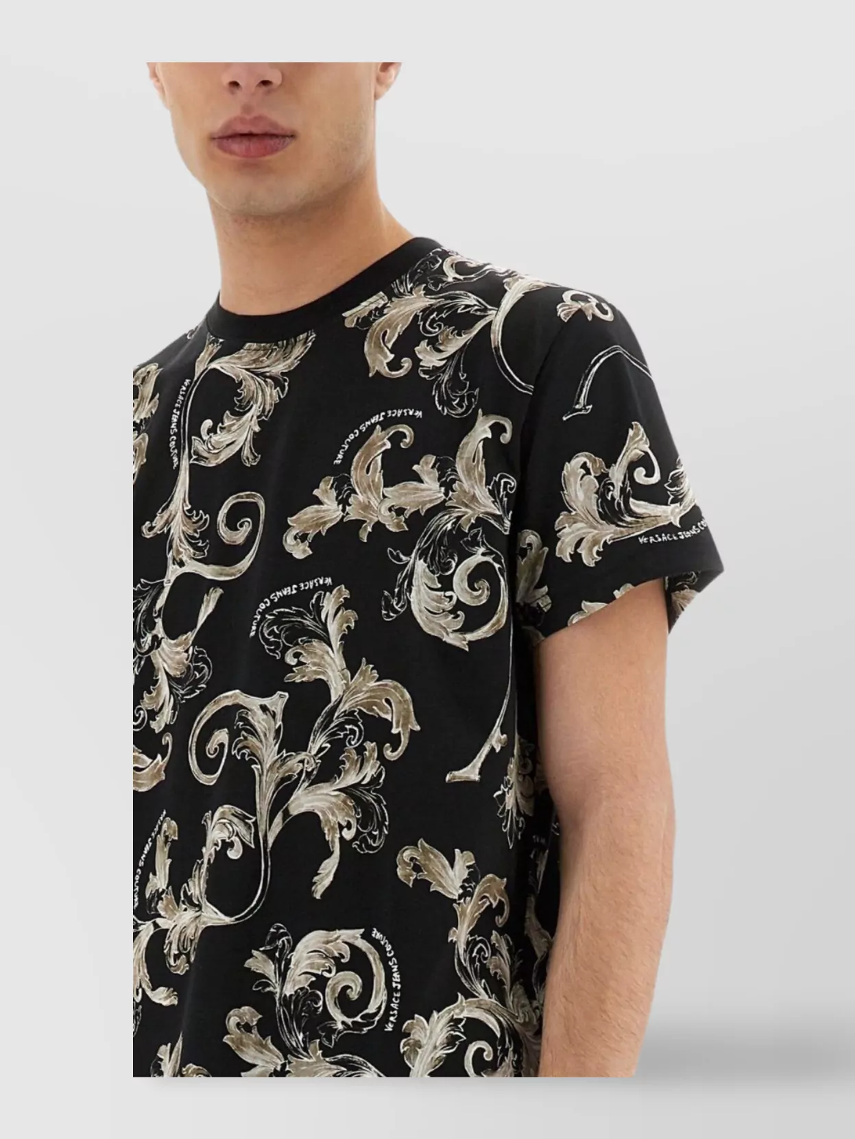 Versace Jeans Couture Baroque Print Crew Neck T-Shirt