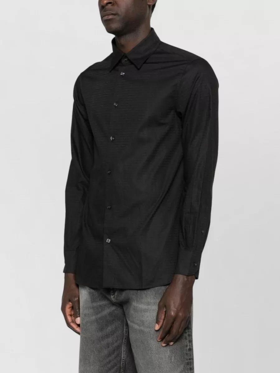 Emporio Armani Cotton Shirt Featuring Logo Button Collar