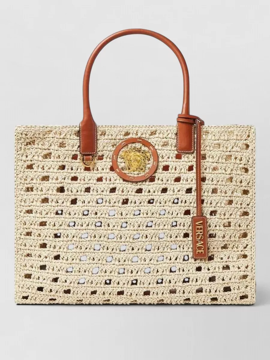 Versace la medusa large raffia tote bag
