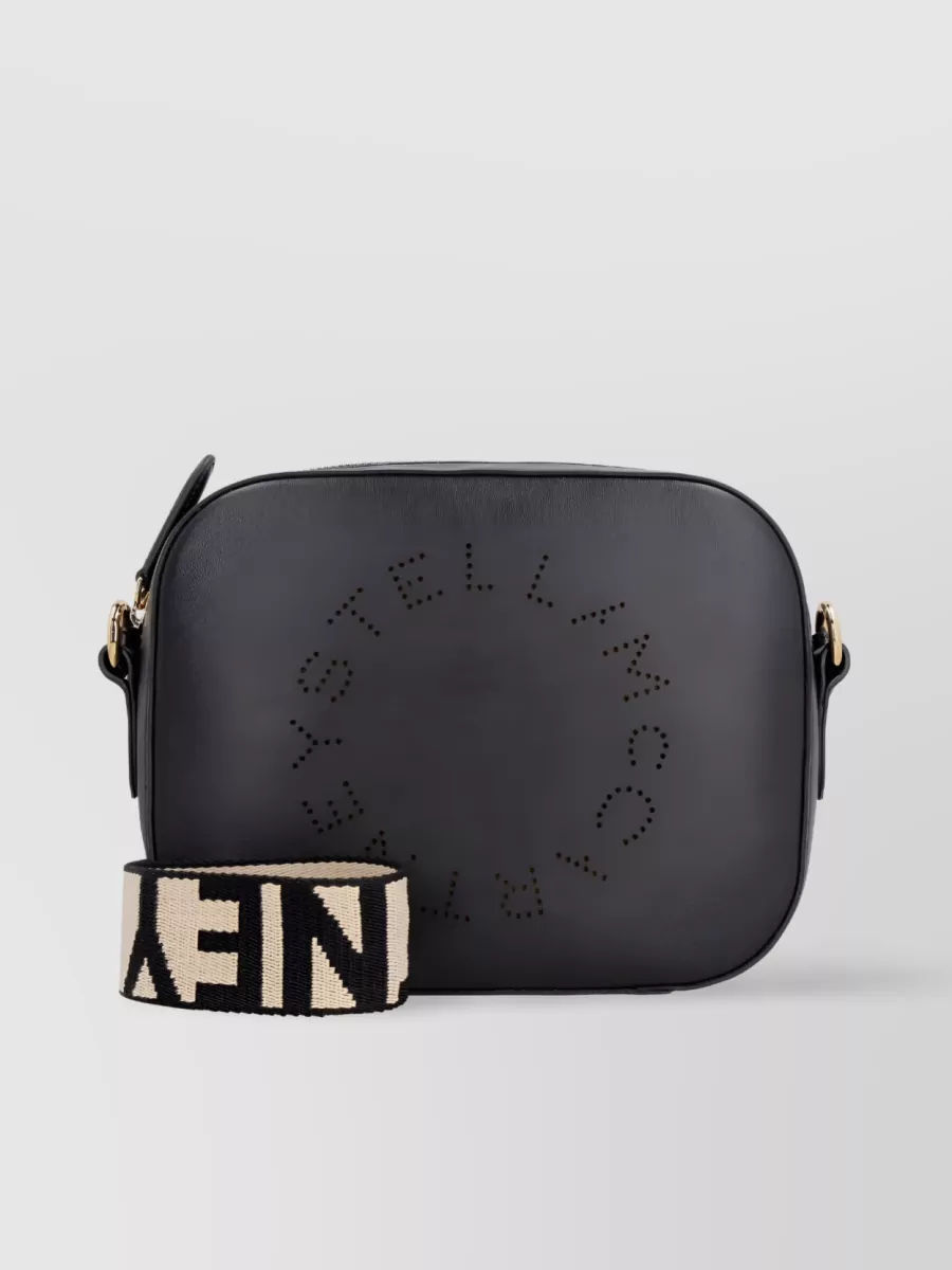 Shop Stella Mccartney Stella Logo Perforated Camera Bag In Black