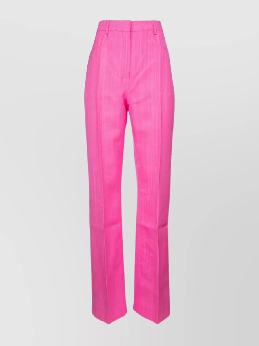 Shop Jacquemus Sauge Pleated Straight Leg Trousers In Pink