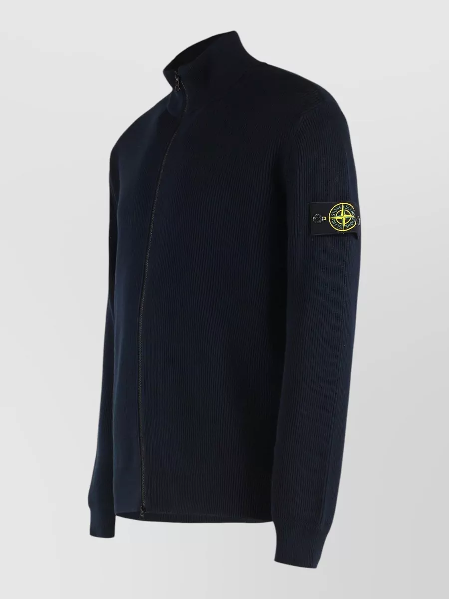 Stone Island Zip Cotton Knit Sweater Stand Collar