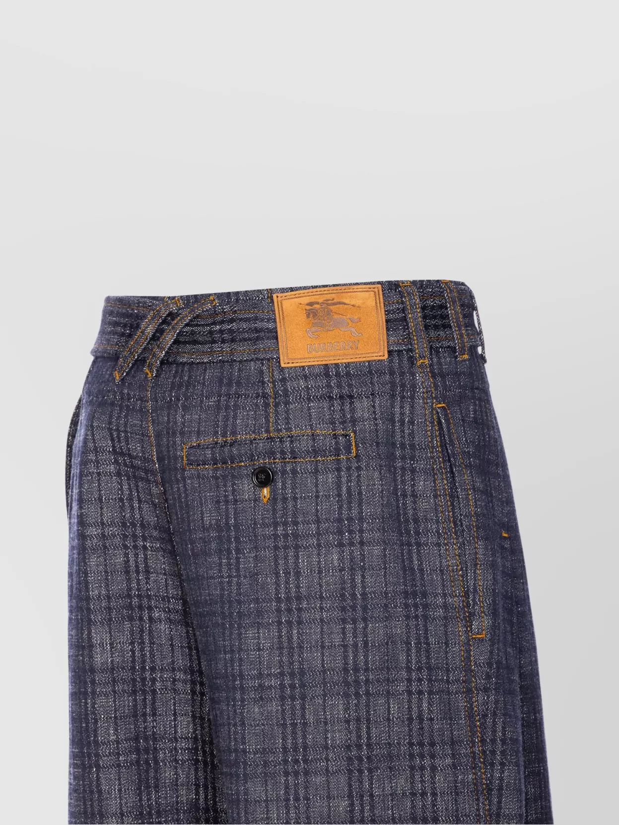 Burberry High Waist Plaid Pattern Trousers With Belt