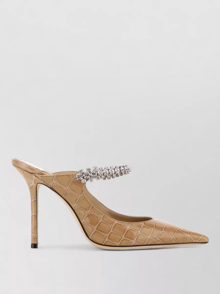 Jimmy Choo Leather Crystal-Embellished Mules