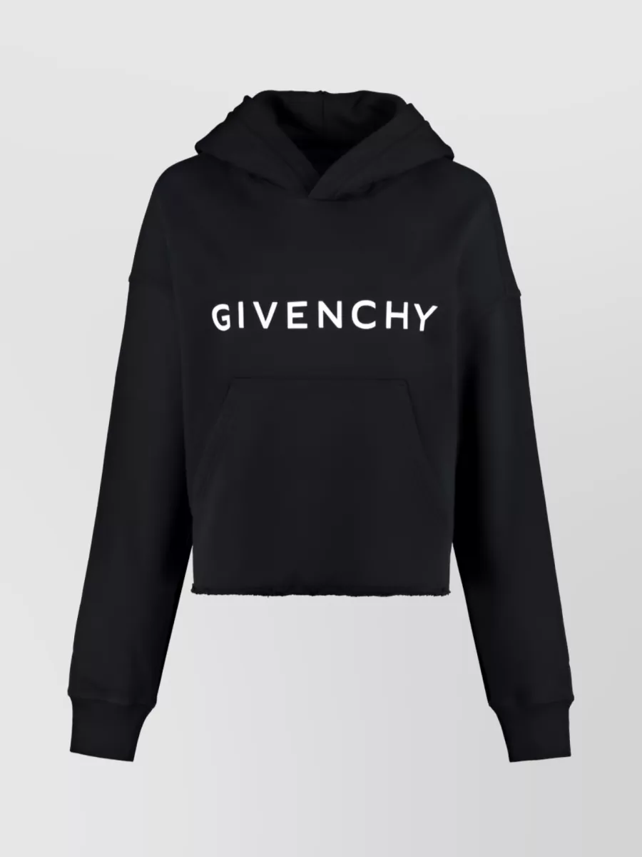 Shop Givenchy Archetype Print Cropped Hoodie In Black