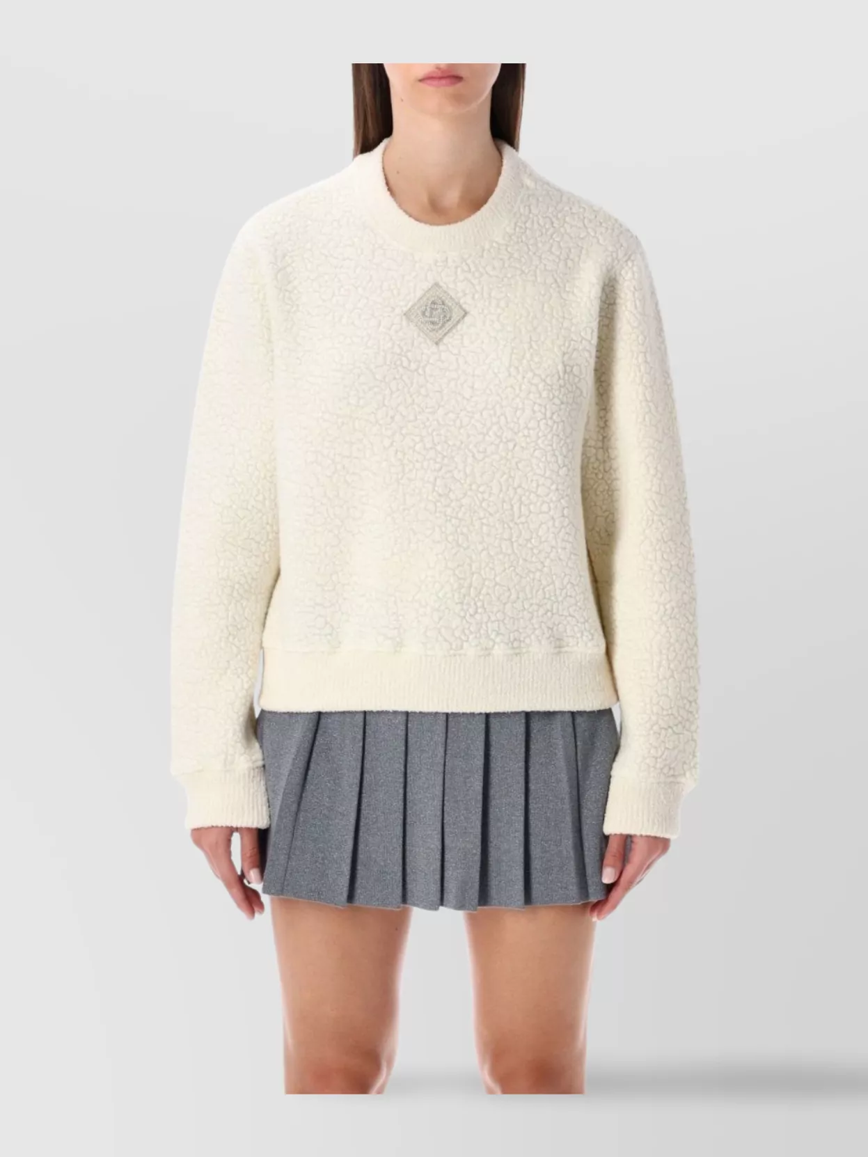 Casablanca Cashmere Blend Fleece Crewneck Top In Animal Print