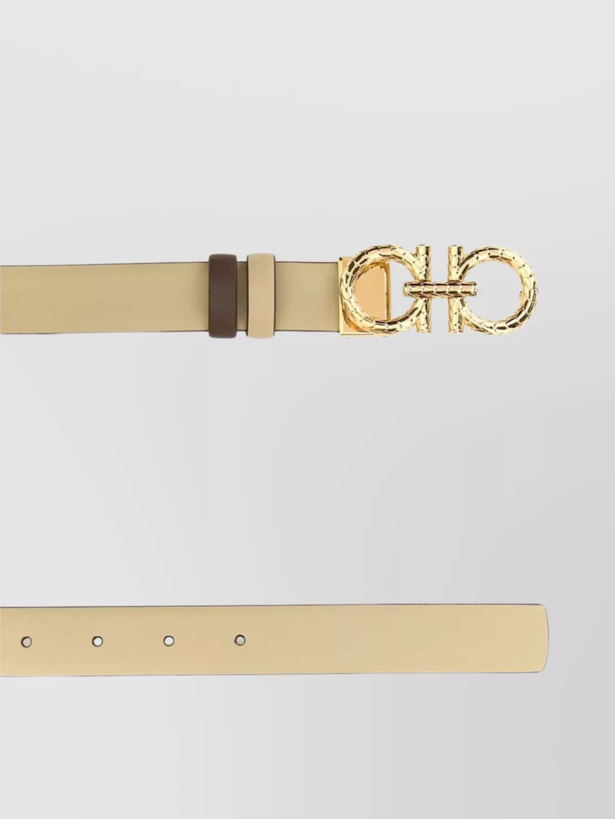 Ferragamo Sand Leather Reversible Belt