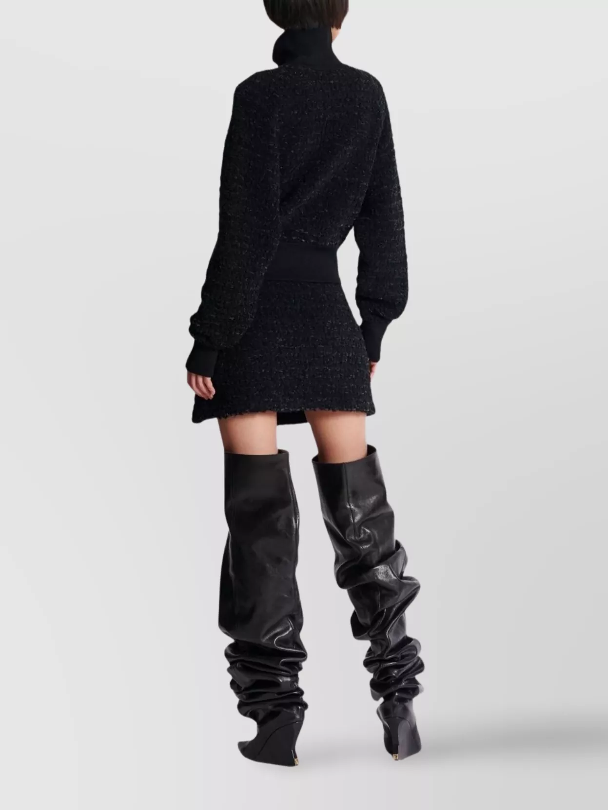 Balmain Textured Fabric Short Jacket With High Collar