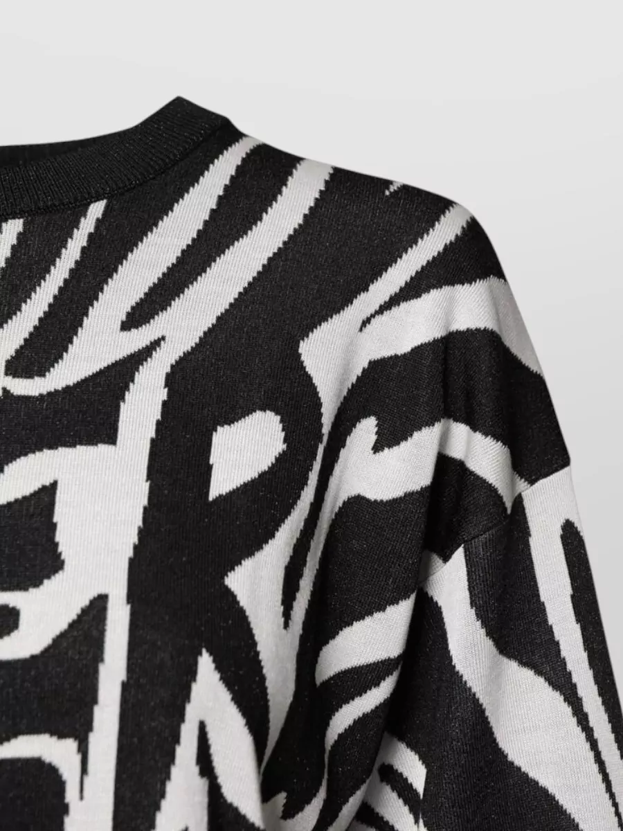 Dolce&Gabbana Silk Wool Zebra Print Long-Sleeve Pullover Sweater