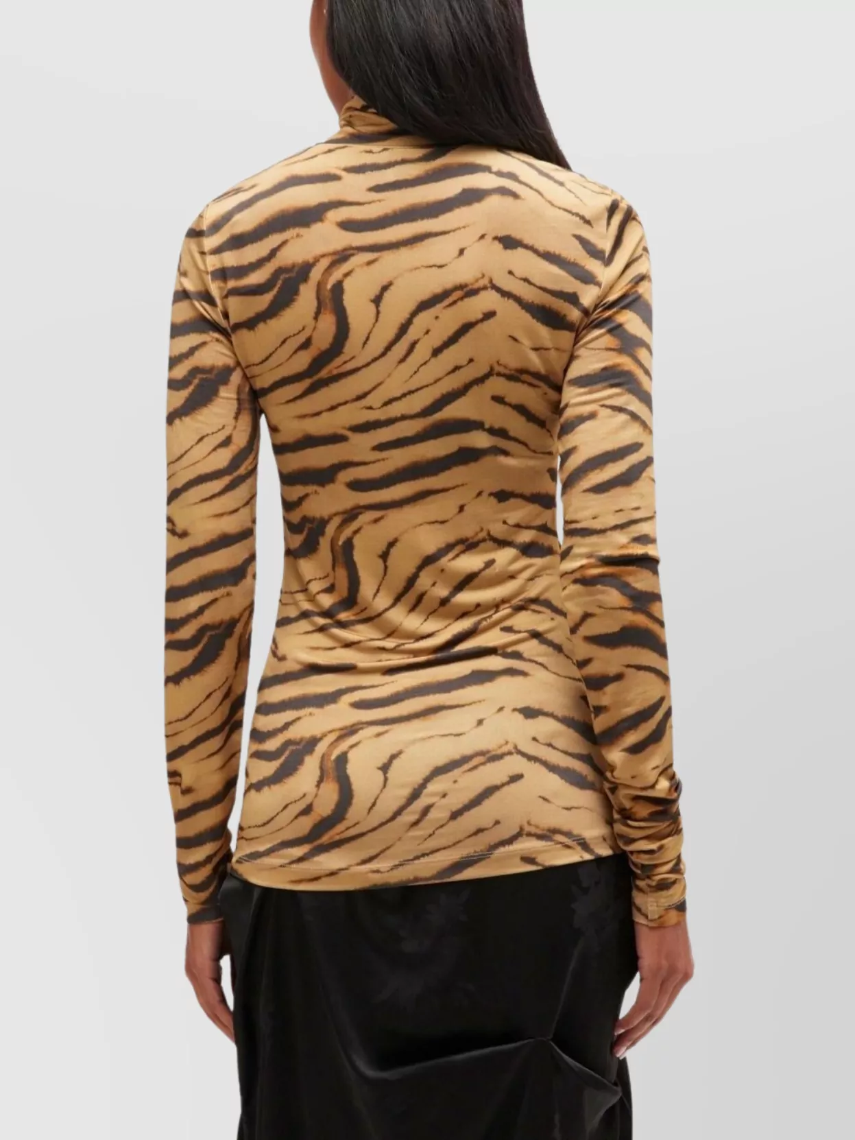 Ganni Tiger Print Long Sleeve Turtleneck Knitwear